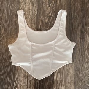 white V cut cropped tank top